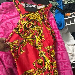 Versace Jeans Couture Red and Gold Patterned Top